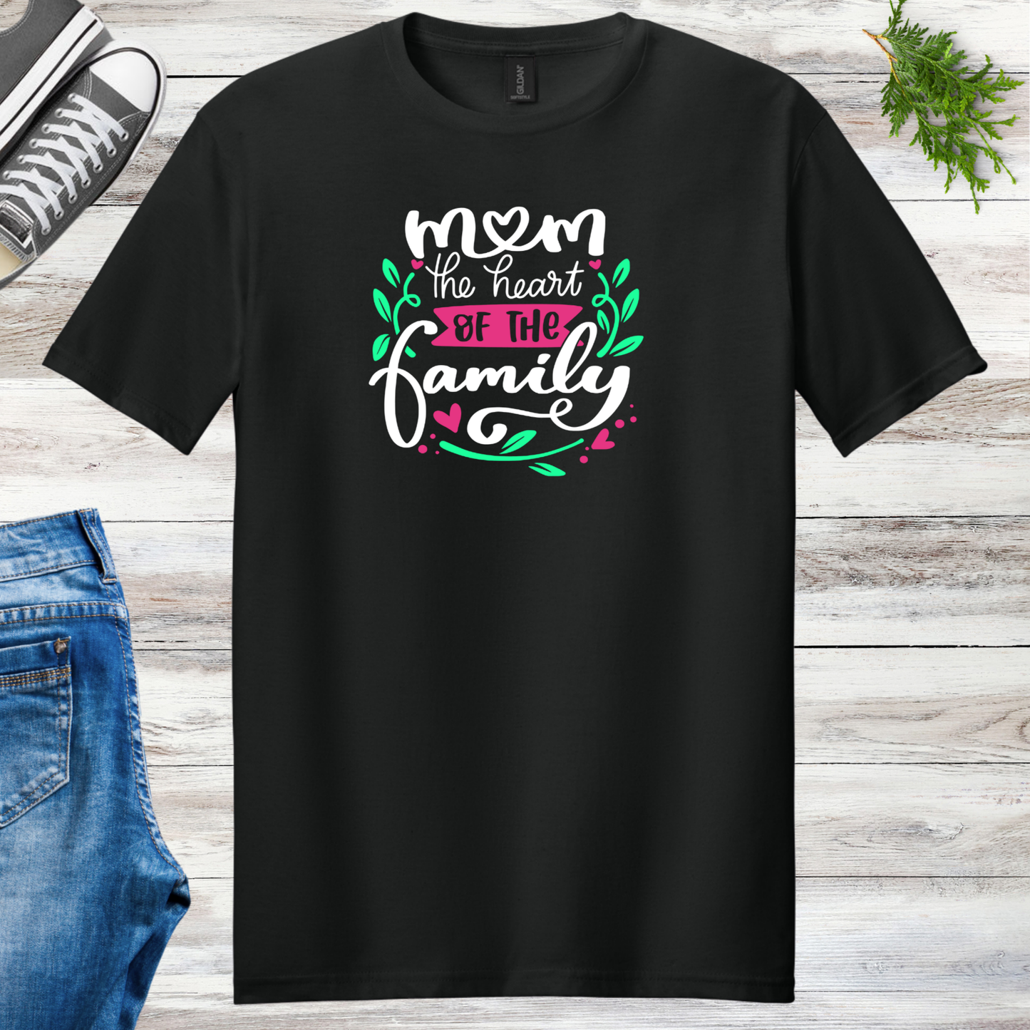 Mom the Heart of the Family Unisex Tee
