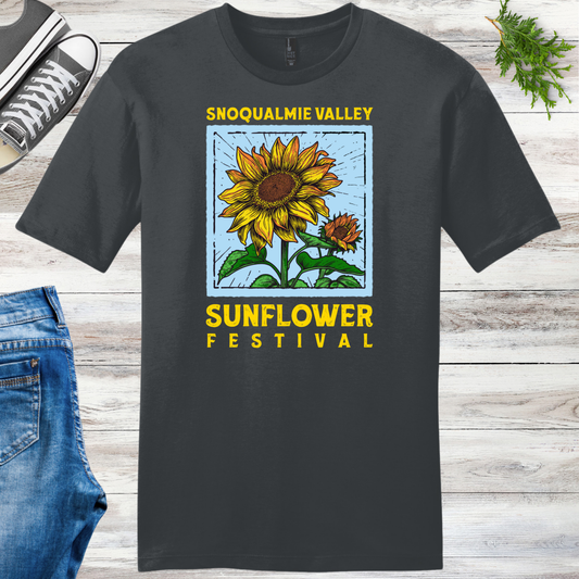 New! Blue & Gold Snoqualmie Valley Sunflower Festival Tees