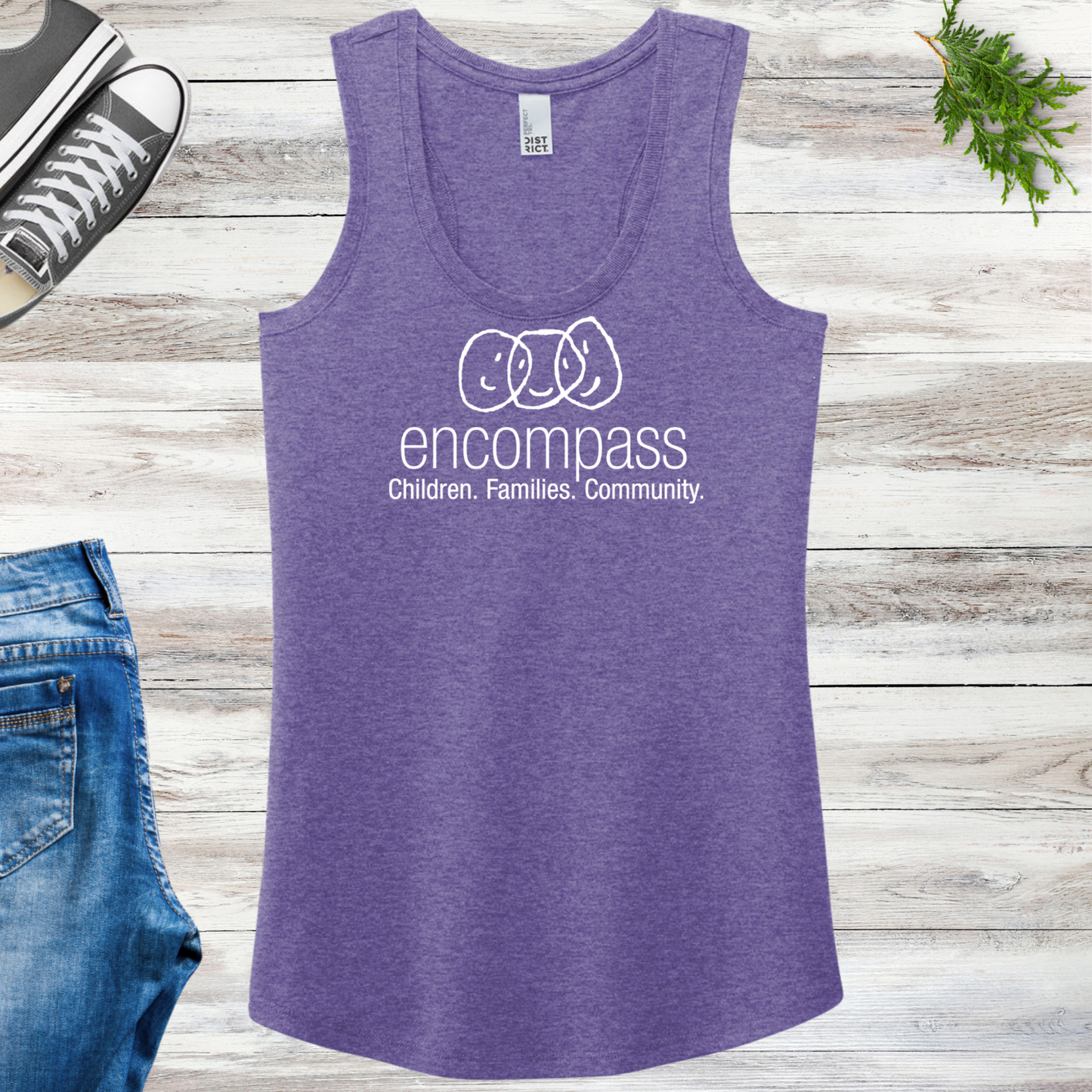 Encompass Women's Racerback Tank White Print