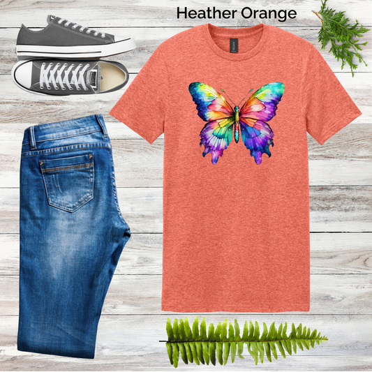 Watercolor Rainbow Butterfly Tee