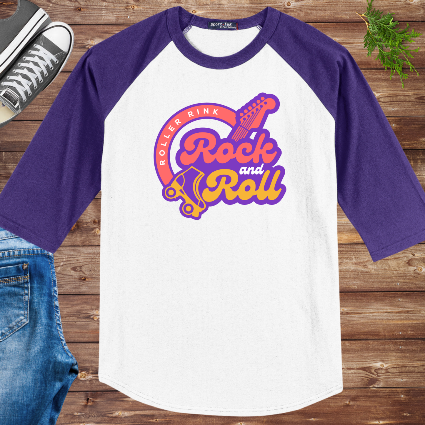 Adult Raglan Rock & Roll Rink 3/4 Sleeve Tee