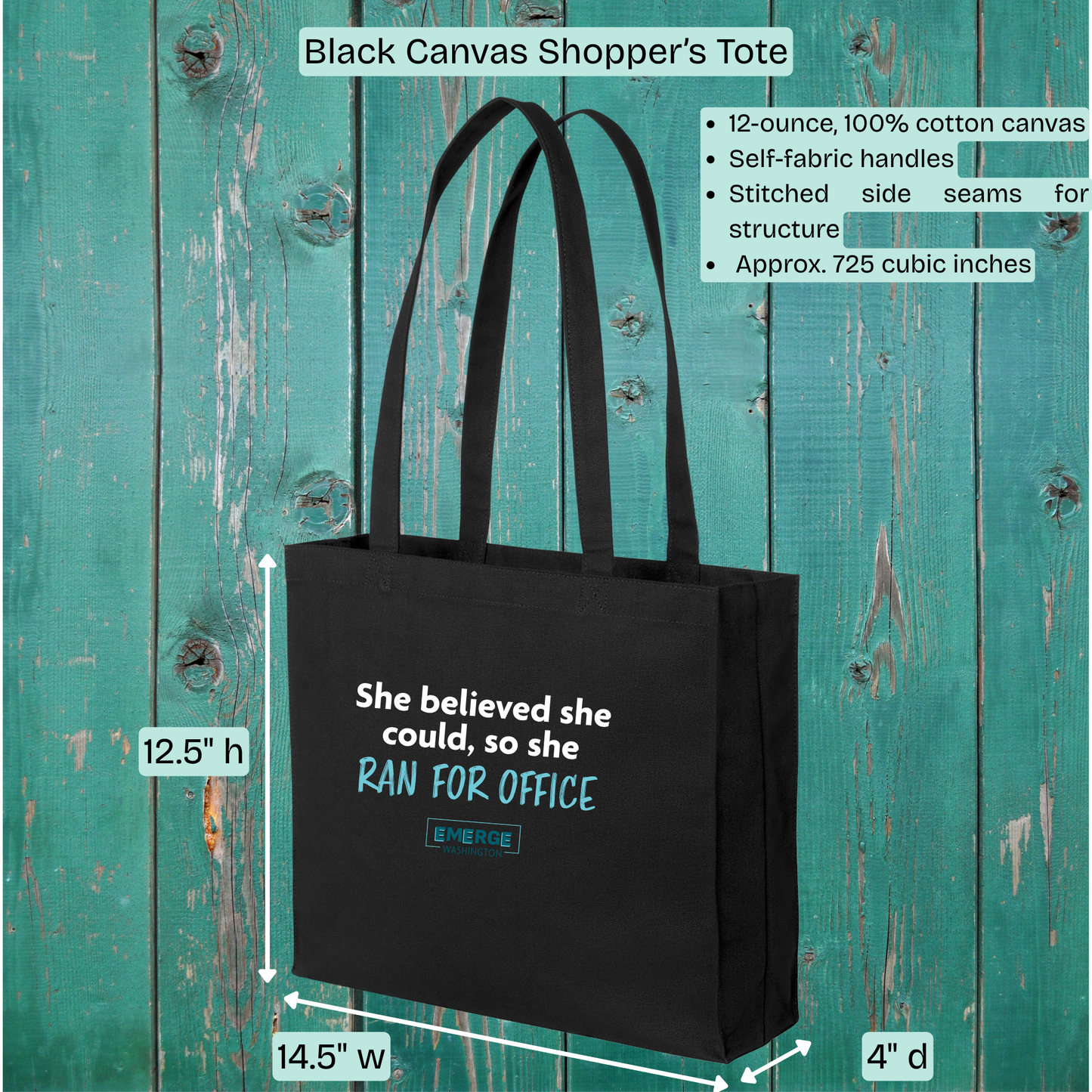 She Believed Tote Bag Emerge WA