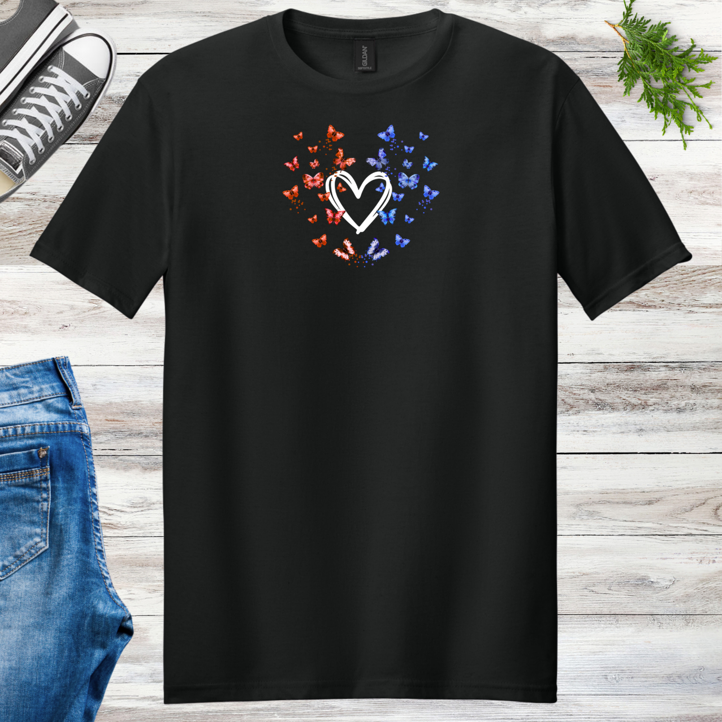 Patriotic Butterfly Heart Unisex Tee