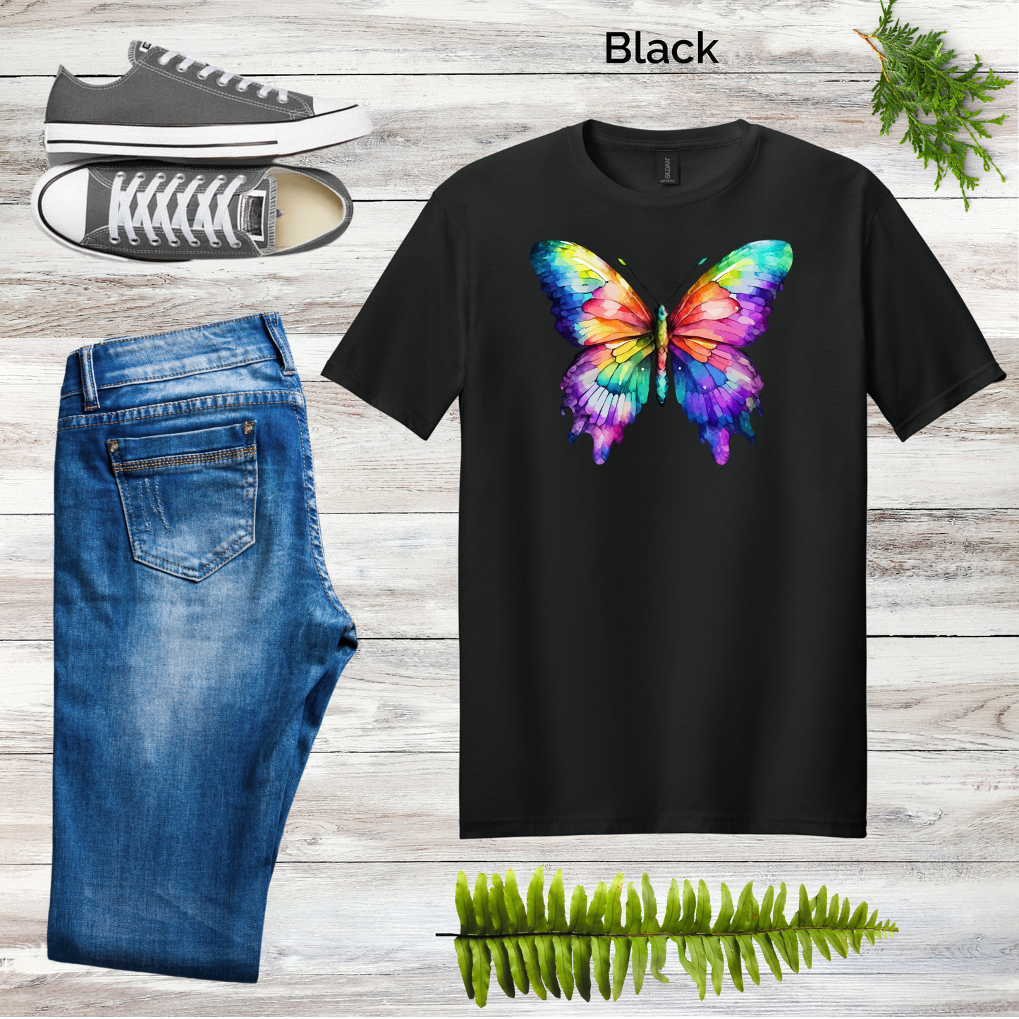 Watercolor Rainbow Butterfly Tee