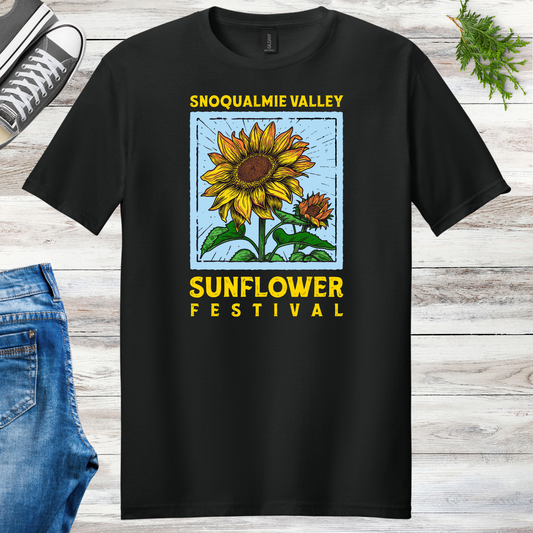 New! Blue & Gold Snoqualmie Valley Sunflower Festival Tees