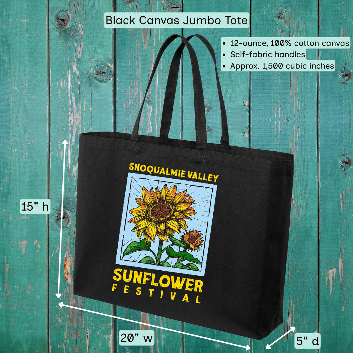 2026 Blue & Gold Snoqualmie Valley Sunflower Festival Logo Tote