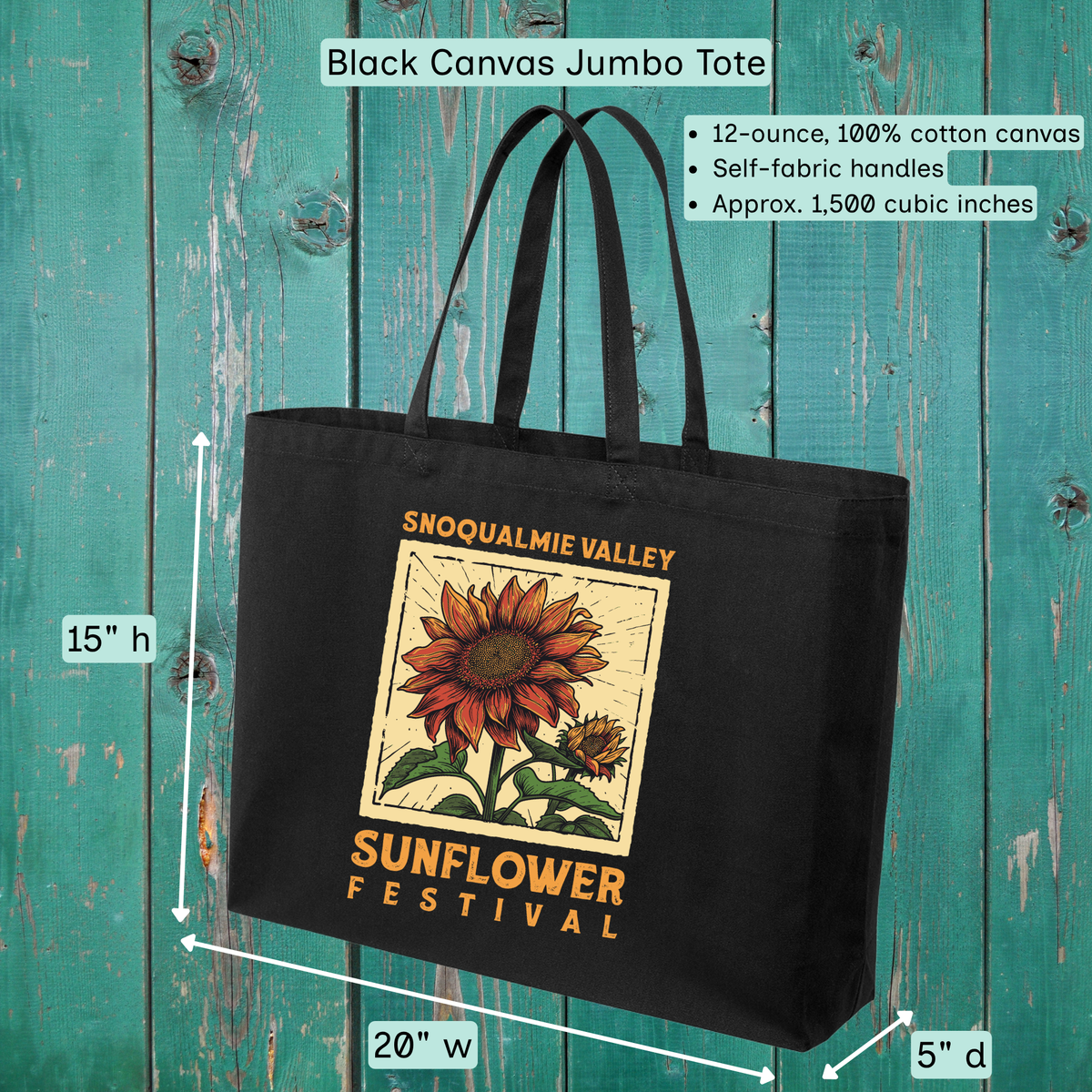 Snoqualmie Valley Sunflower Festival Logo Tote