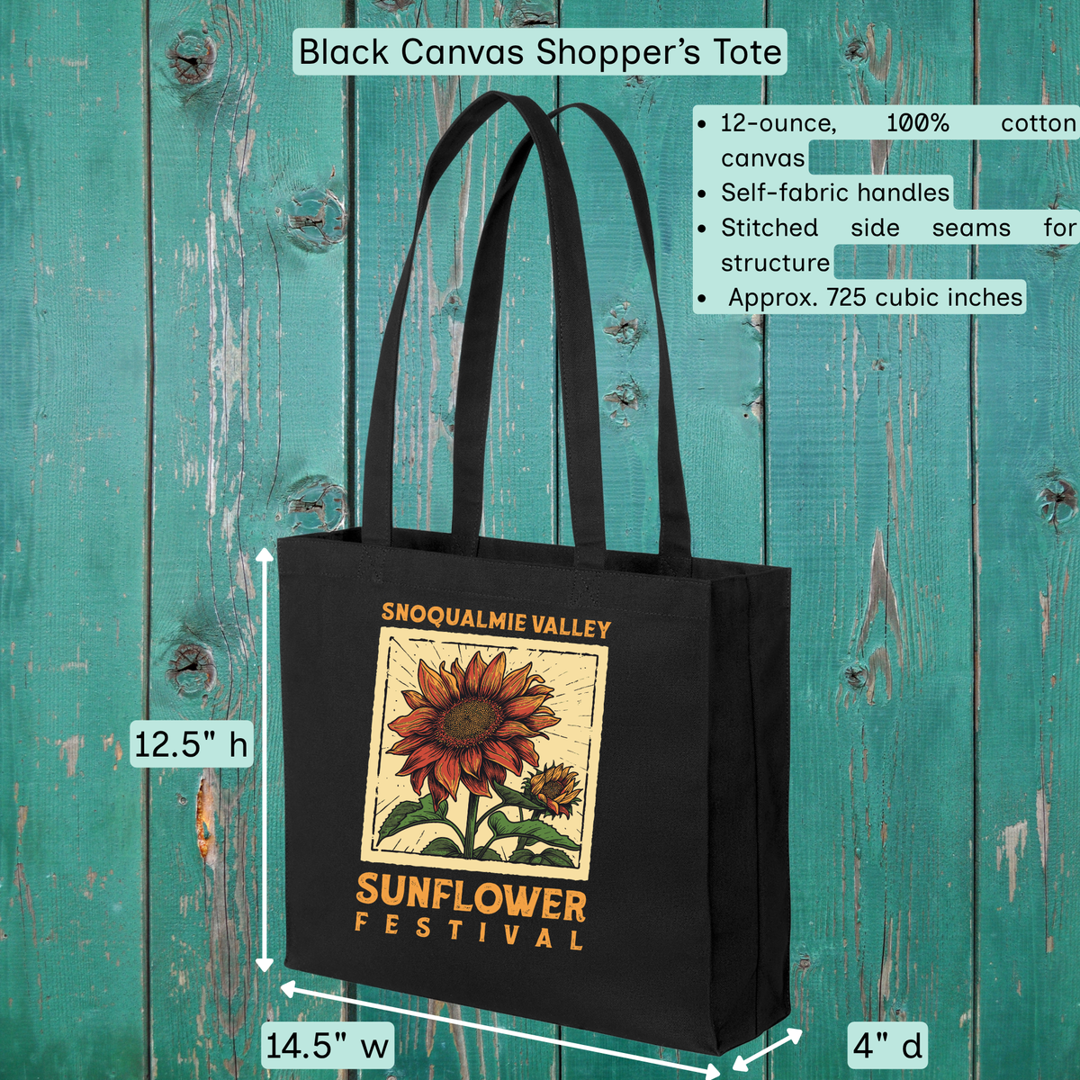Snoqualmie Valley Sunflower Festival Logo Tote