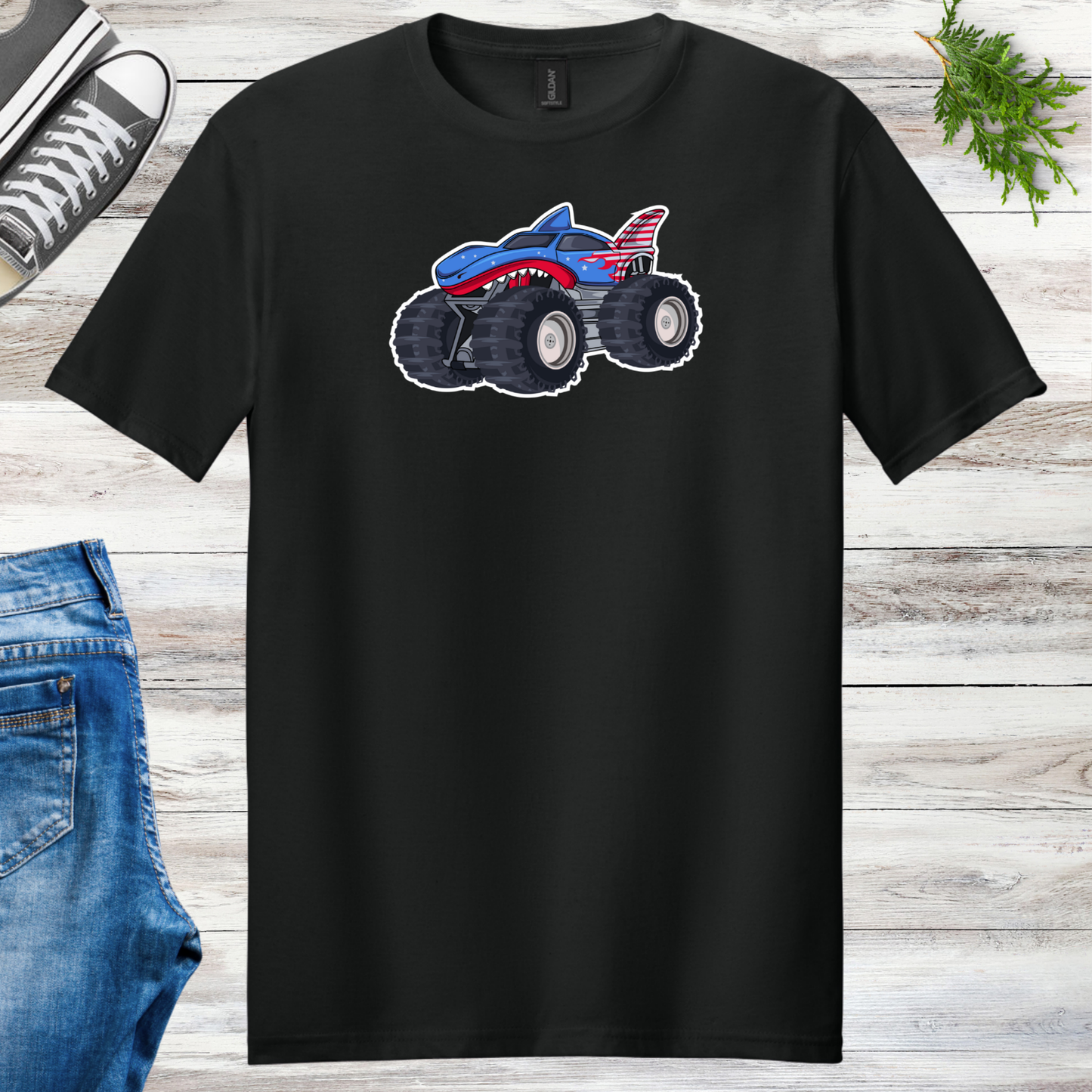 RWB Patriotic Shark Truck Unisex Tee
