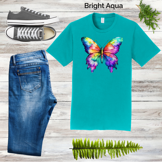 Watercolor Rainbow Butterfly Tee