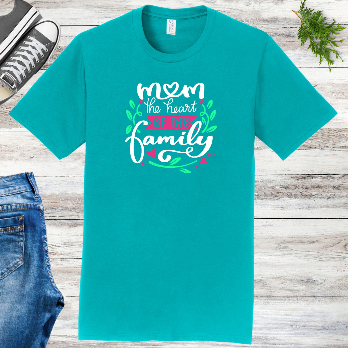 Mom the Heart of the Family Unisex Tee
