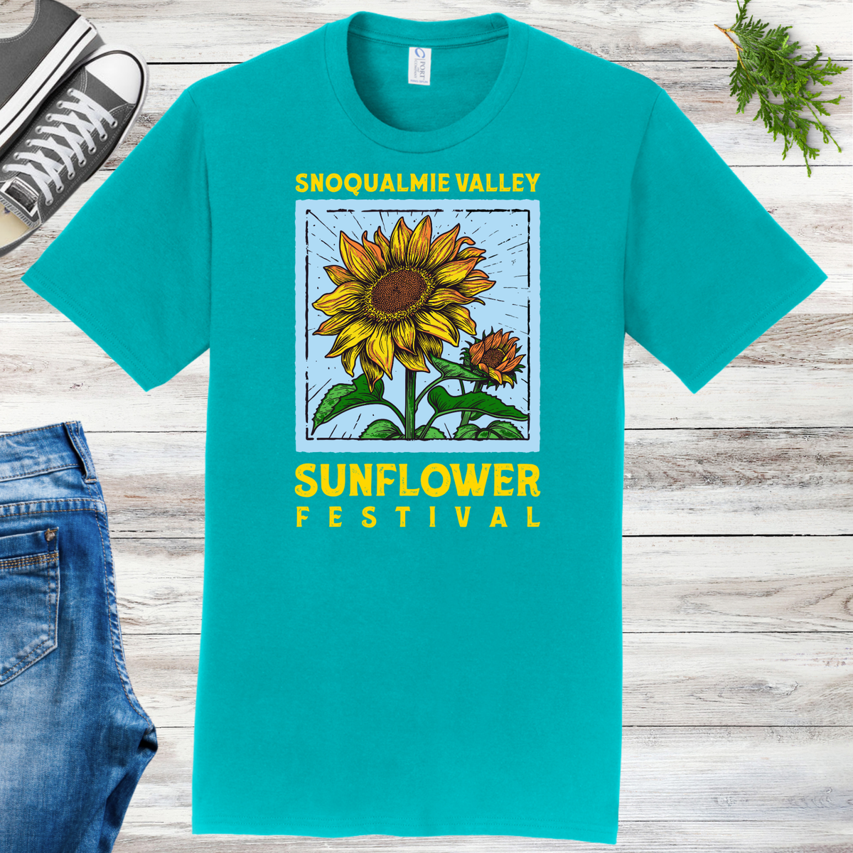 New! Blue & Gold Snoqualmie Valley Sunflower Festival Tees