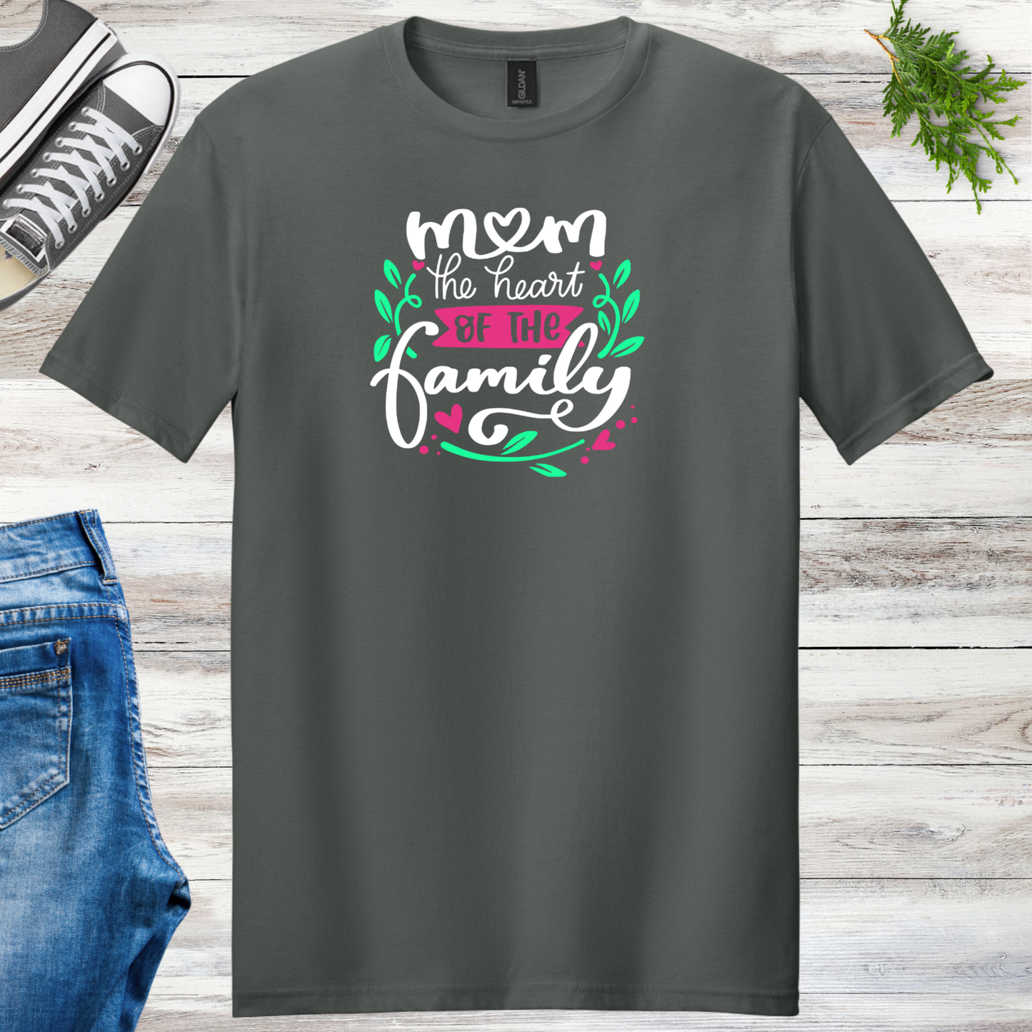 Mom the Heart of the Family Unisex Tee