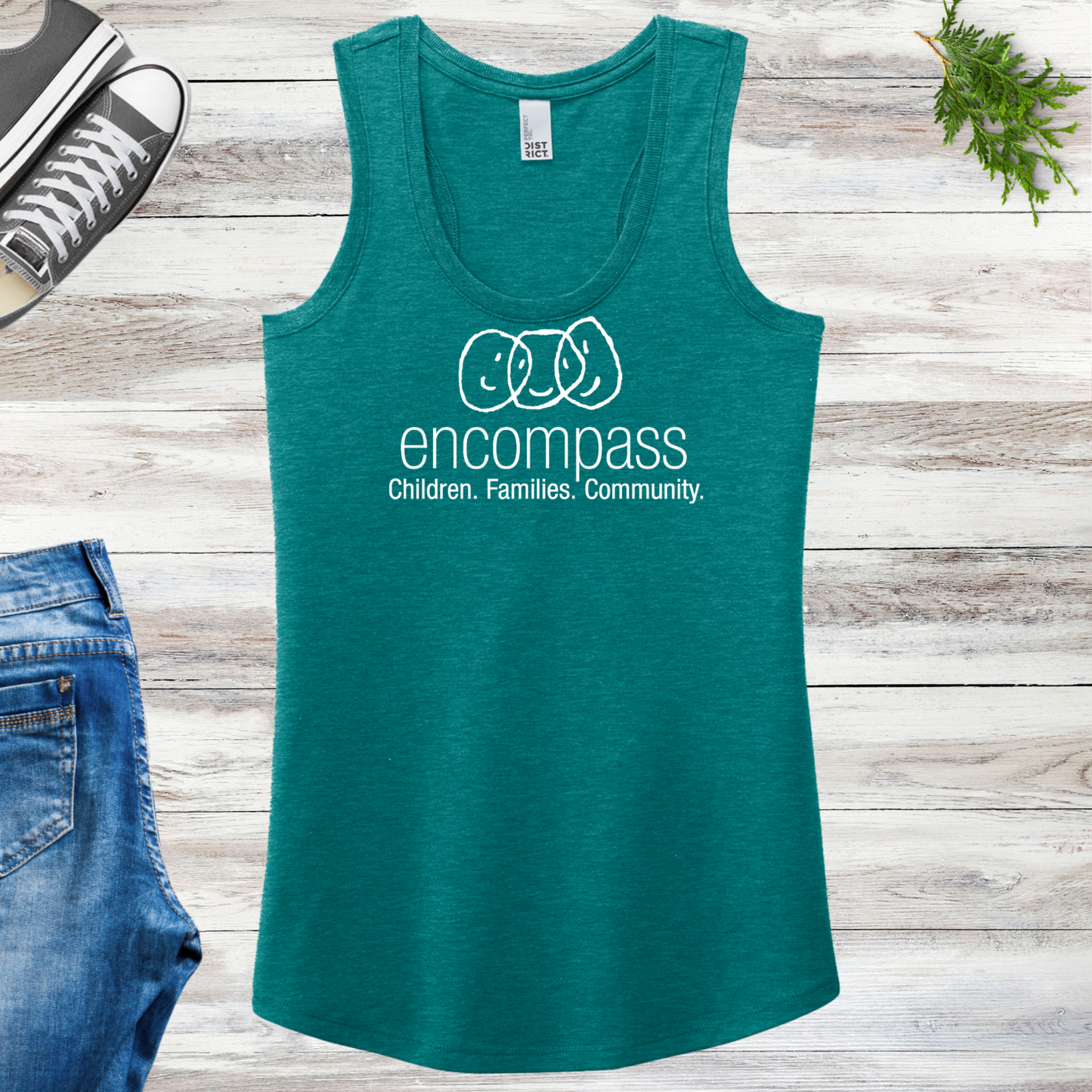Encompass Women's Racerback Tank White Print