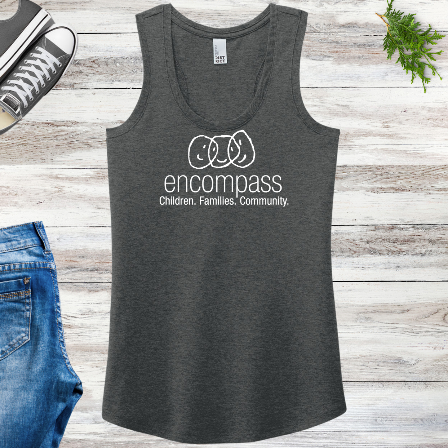 Encompass Women's Racerback Tank White Print