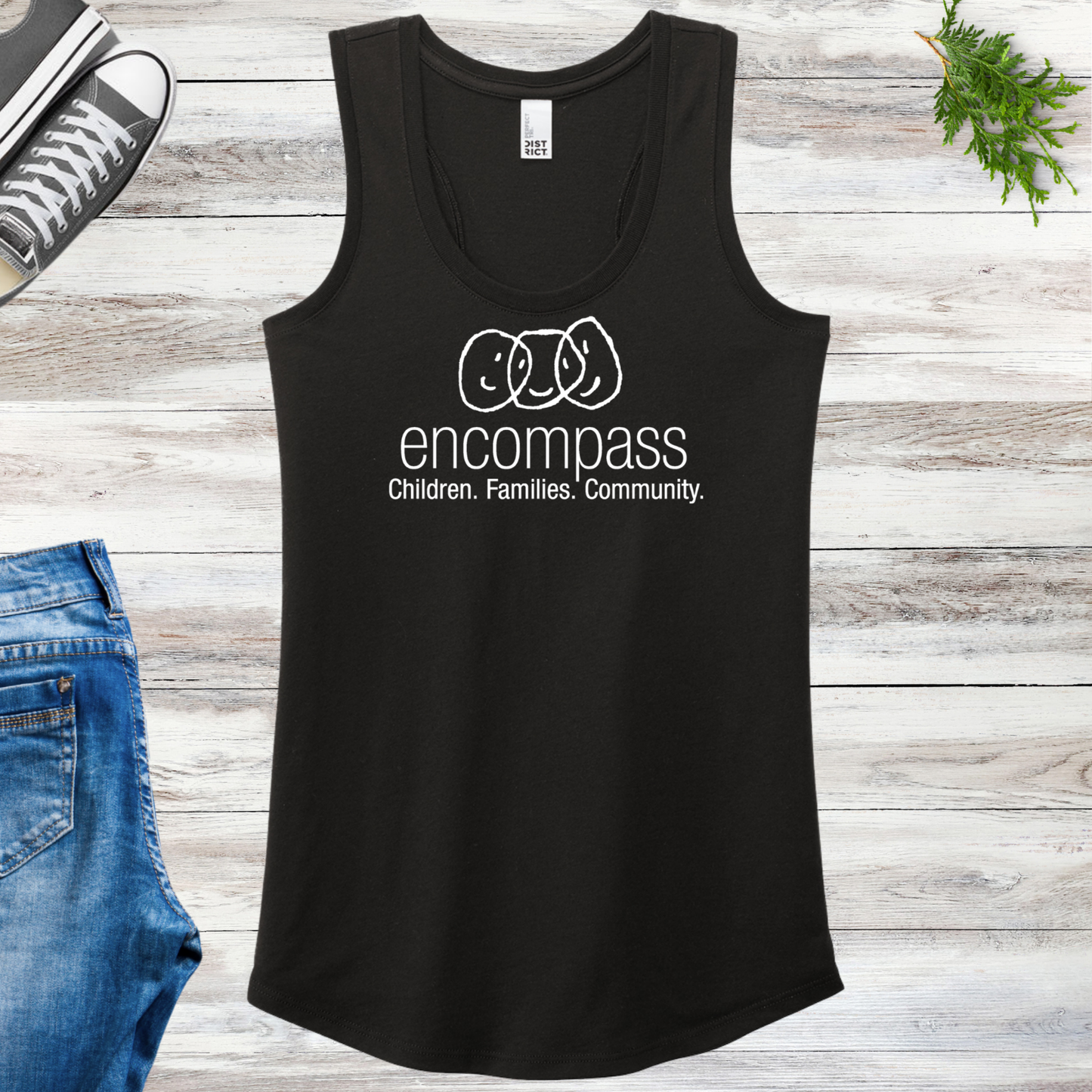 Encompass Women's Racerback Tank White Print