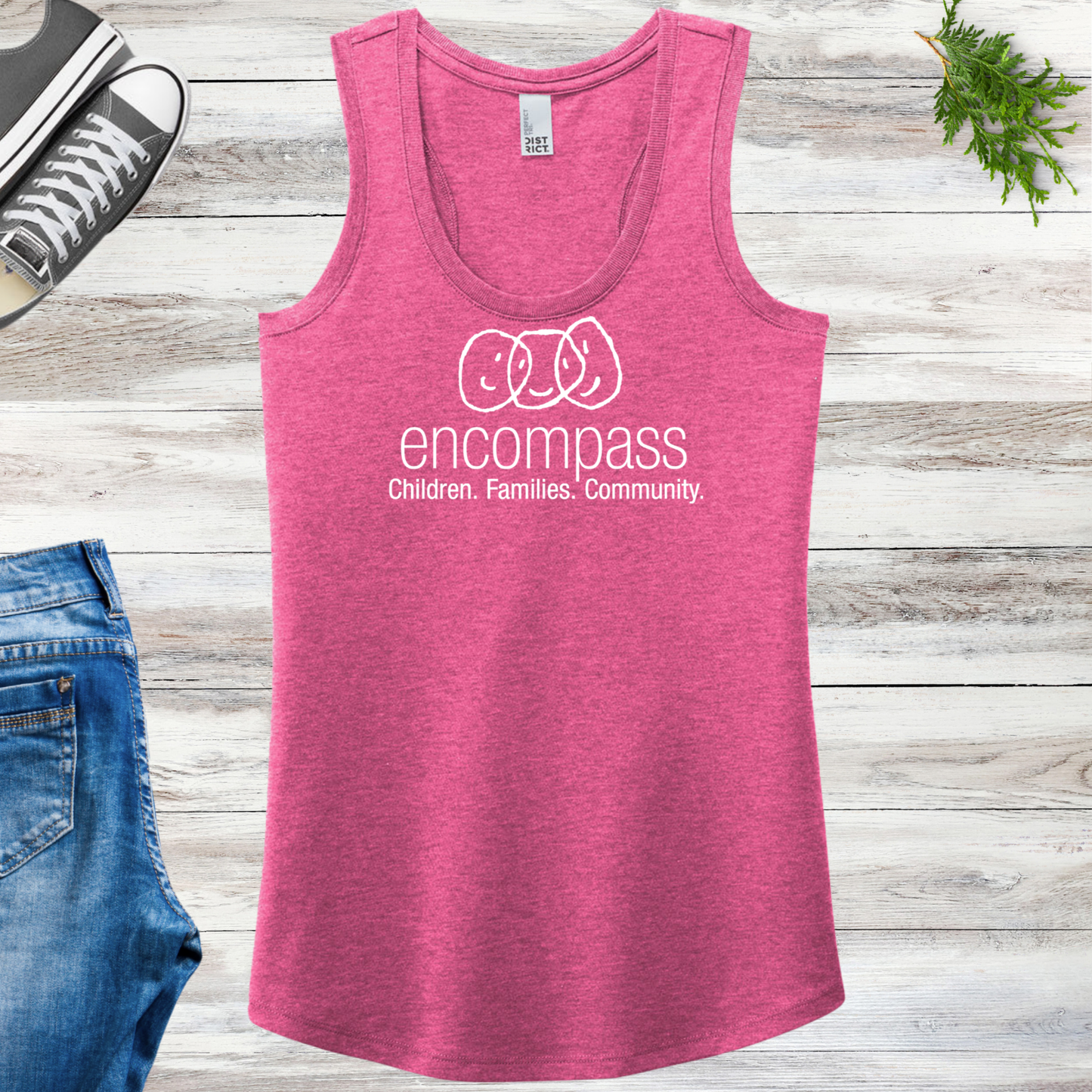 Encompass Women's Racerback Tank White Print