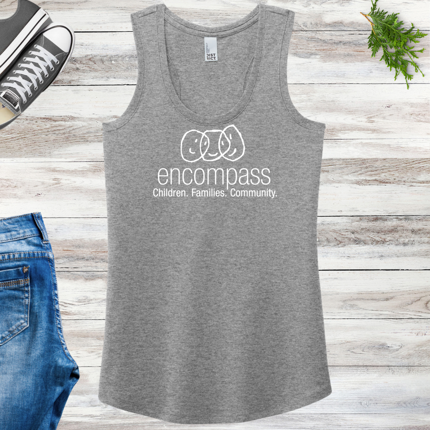 Encompass Women's Racerback Tank White Print
