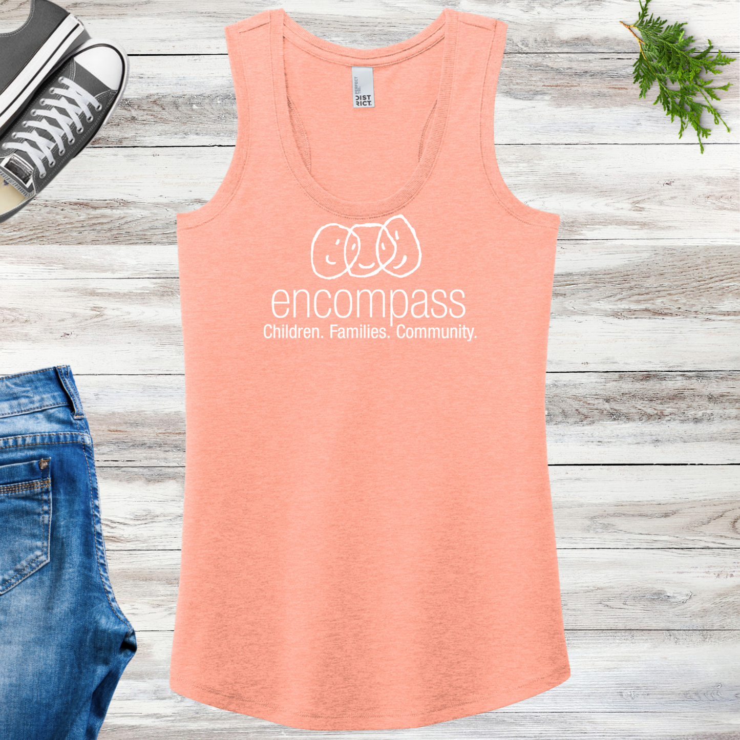 Encompass Women's Racerback Tank White Print