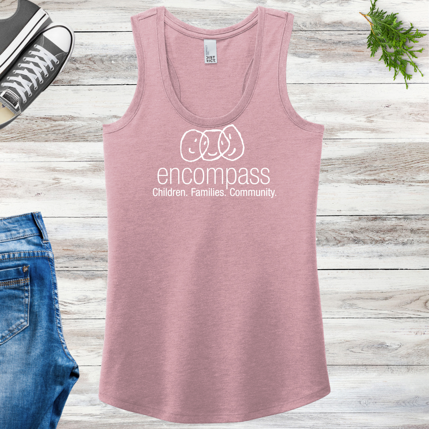 Encompass Women's Racerback Tank White Print