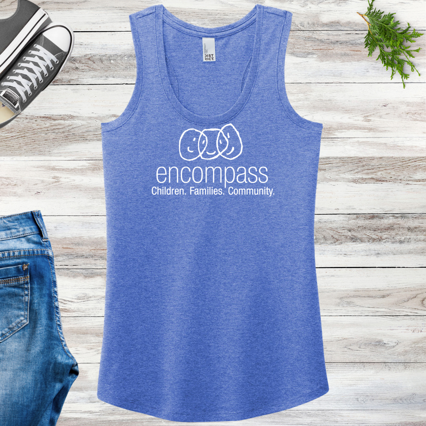 Encompass Women's Racerback Tank White Print