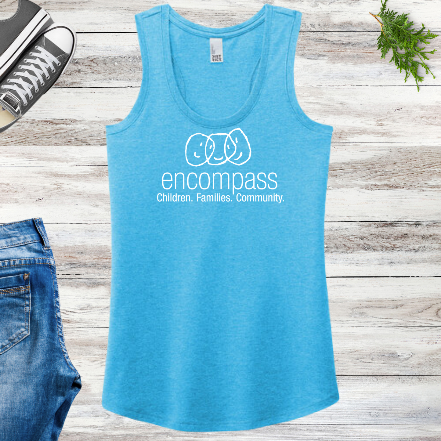 Encompass Women's Racerback Tank White Print