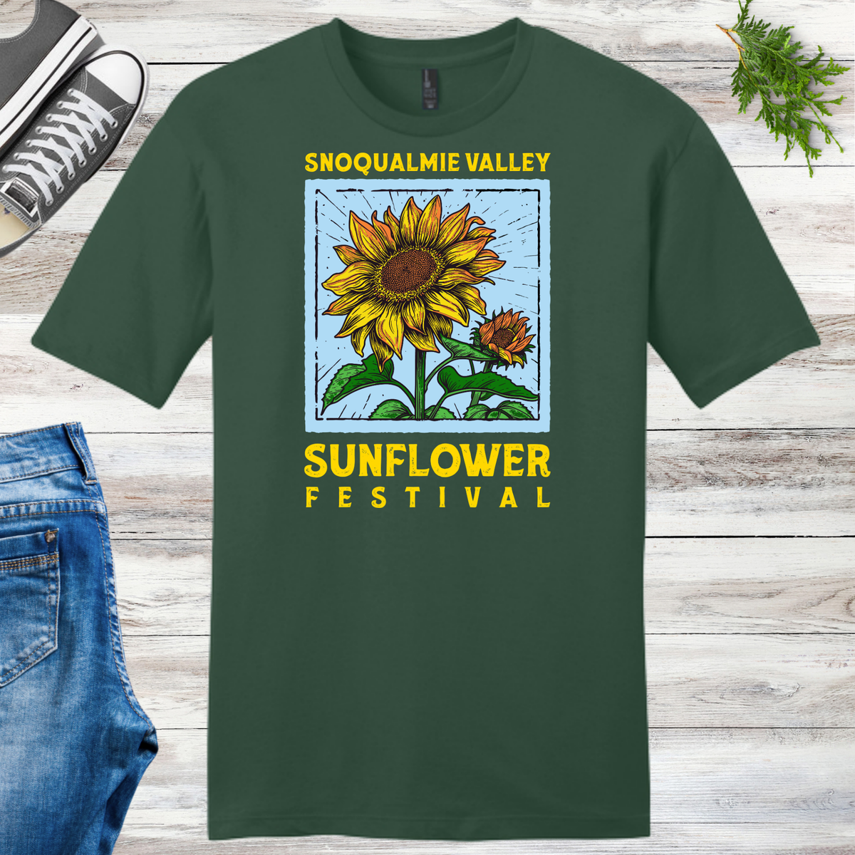 New! Blue & Gold Snoqualmie Valley Sunflower Festival Tees