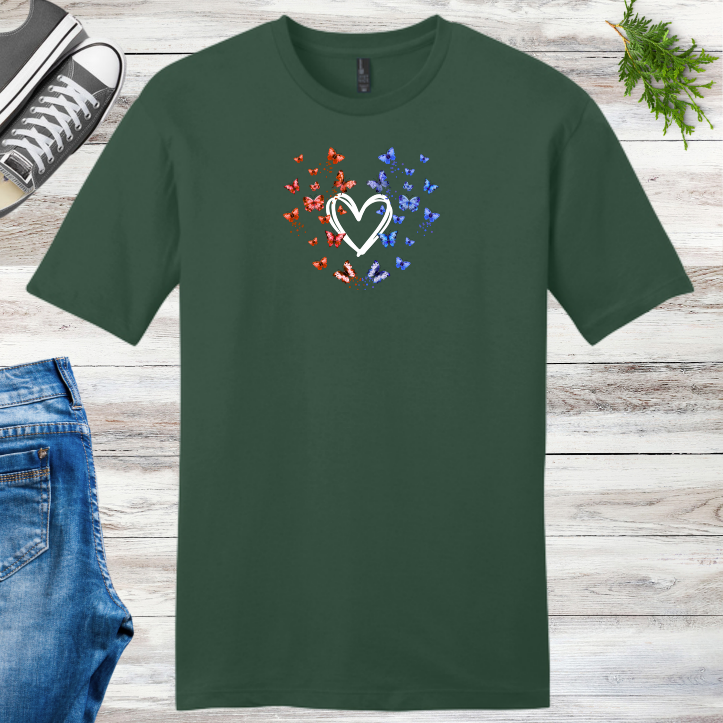 Patriotic Butterfly Heart Unisex Tee