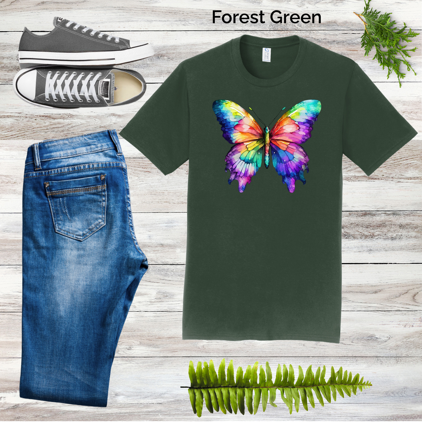 Watercolor Rainbow Butterfly Tee