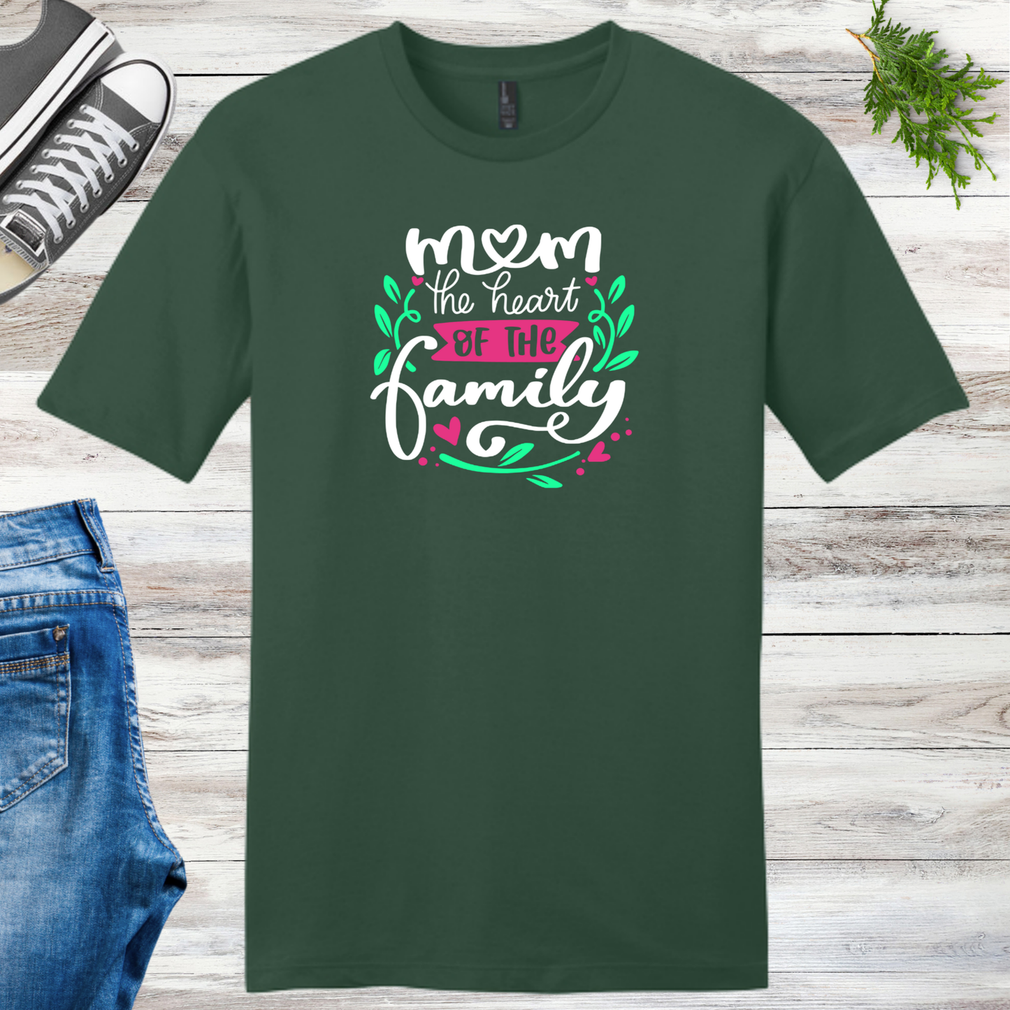Mom the Heart of the Family Unisex Tee