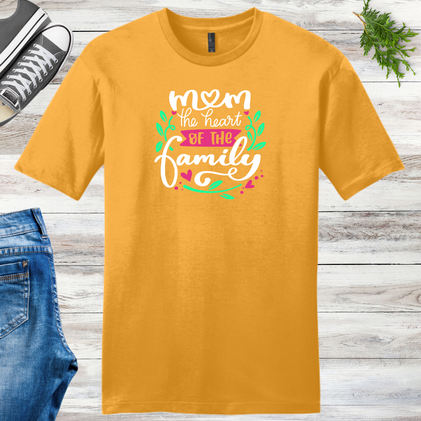 Mom the Heart of the Family Unisex Tee