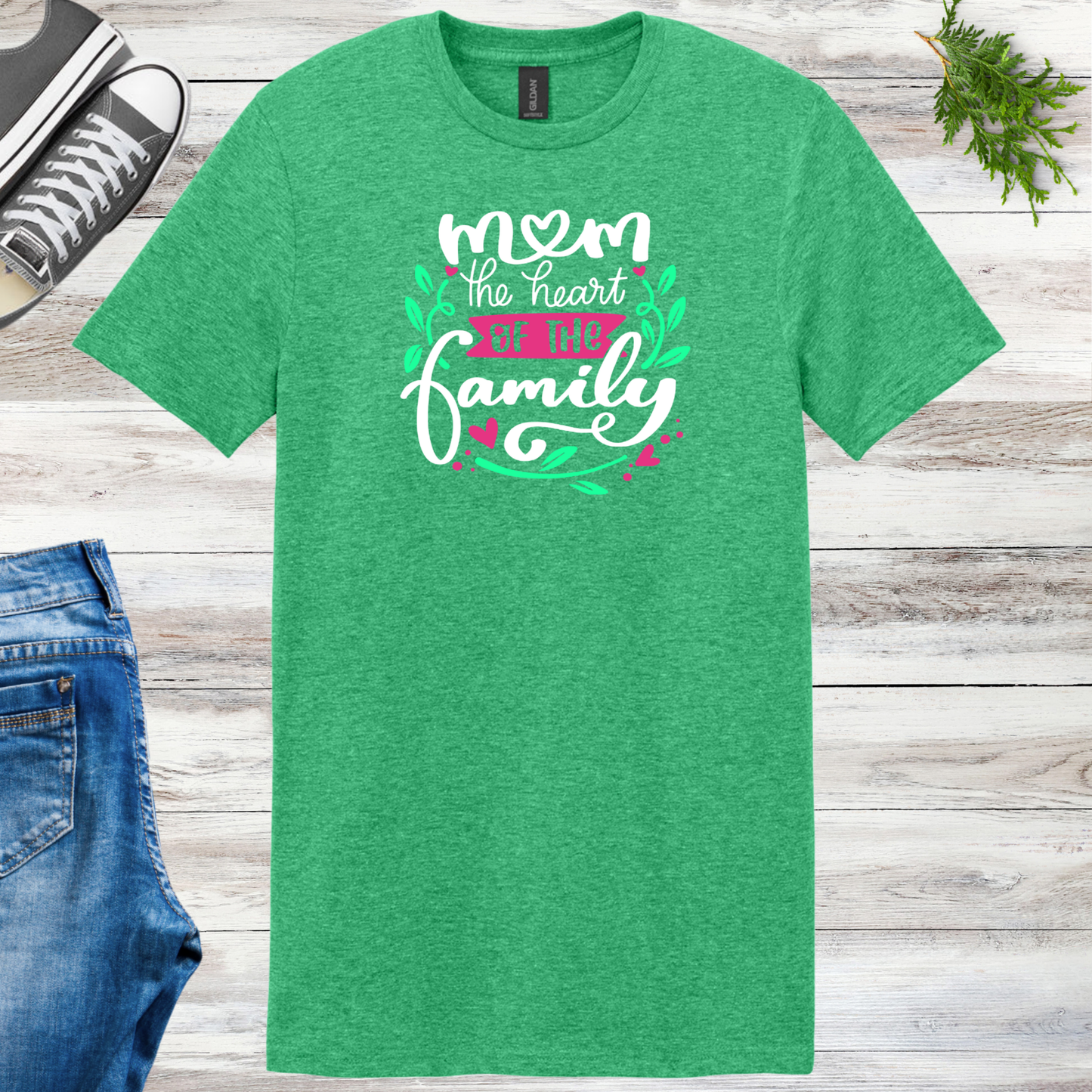 Mom the Heart of the Family Unisex Tee