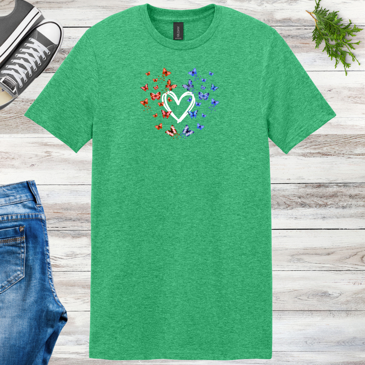 Patriotic Butterfly Heart Unisex Tee