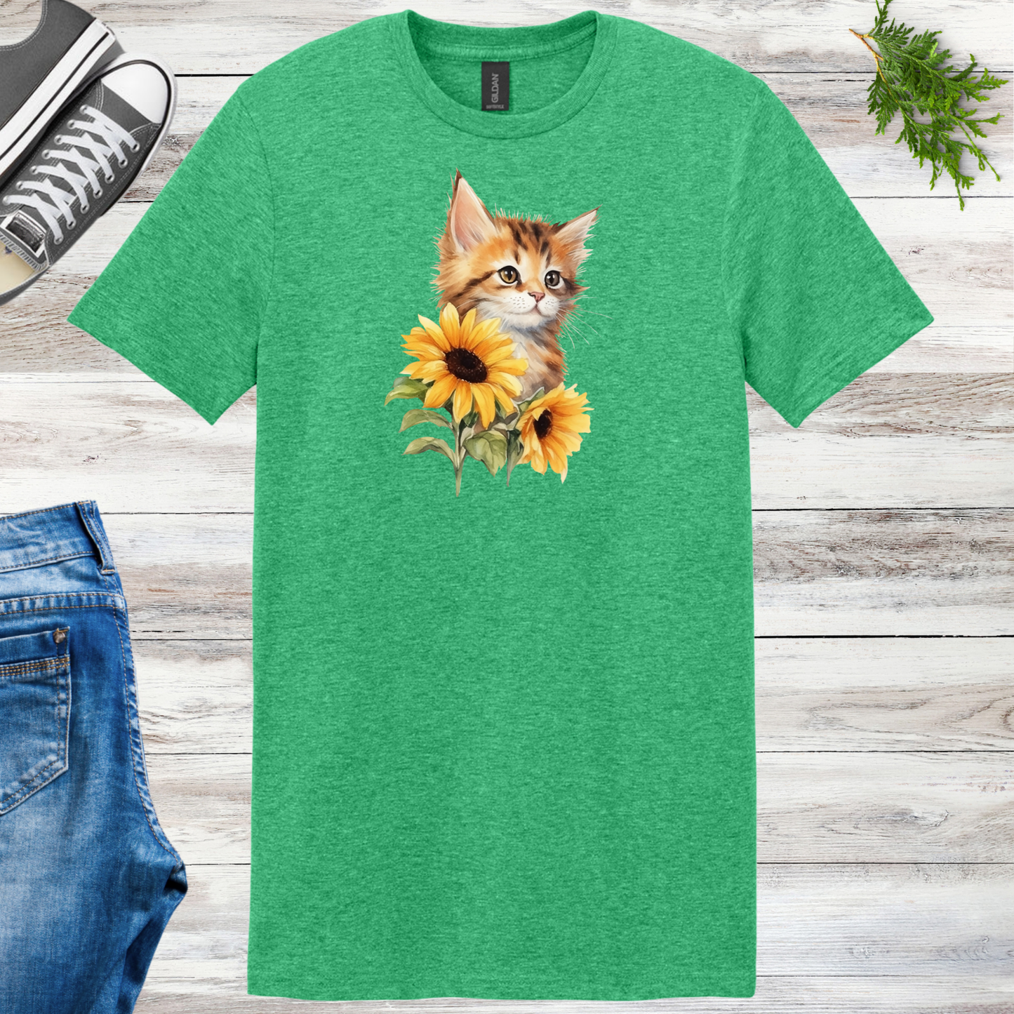 Kitten Sunflowers Unisex Tee