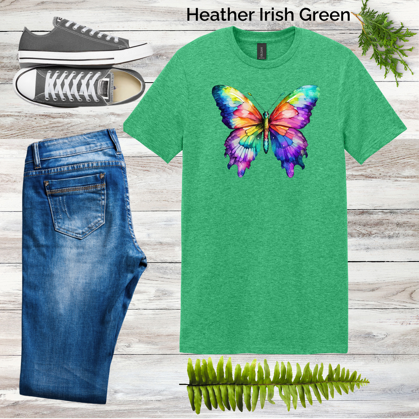 Watercolor Rainbow Butterfly Tee