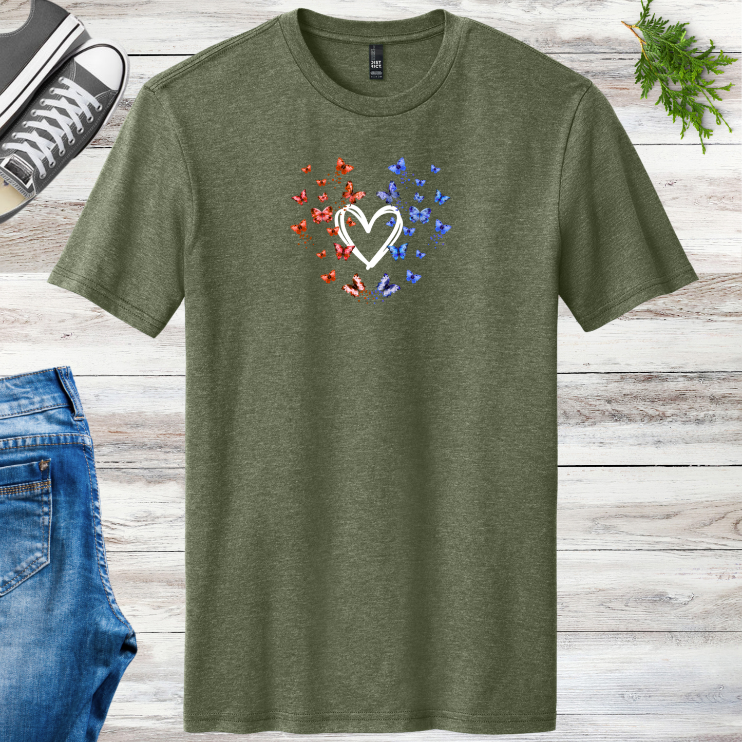 Patriotic Butterfly Heart Unisex Tee