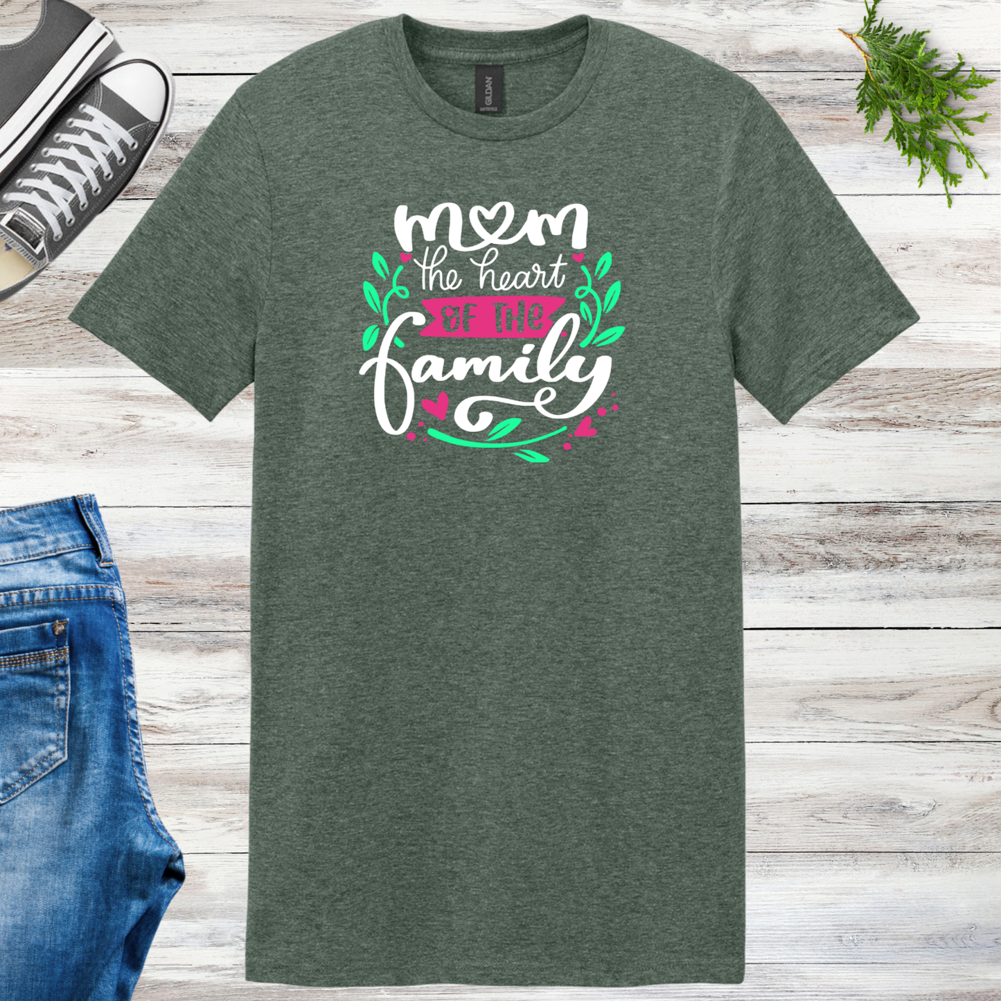 Mom the Heart of the Family Unisex Tee