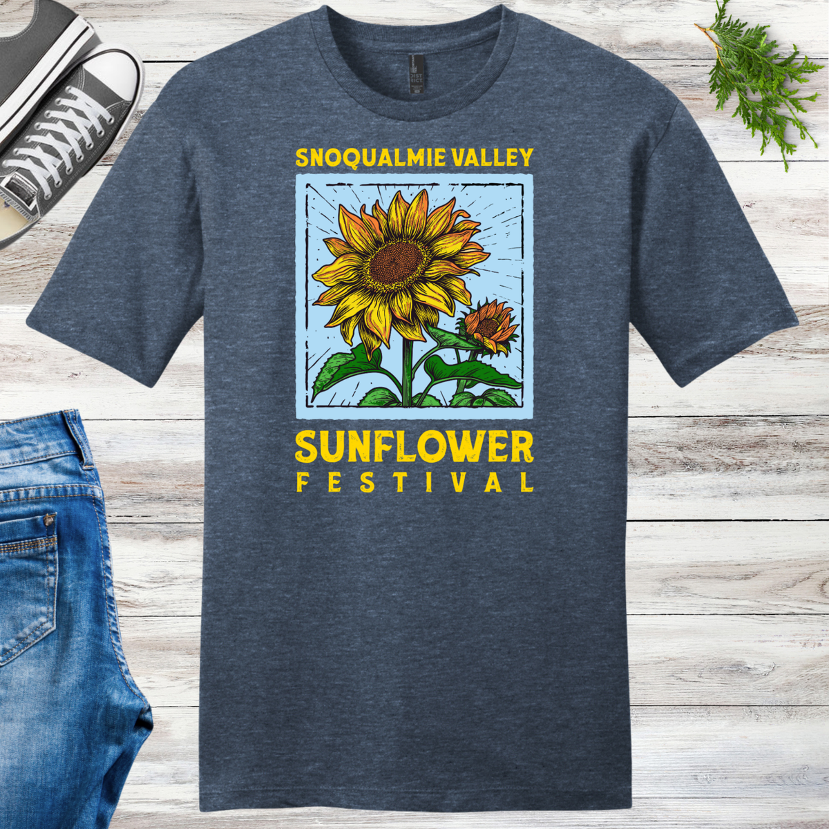 New! Blue & Gold Snoqualmie Valley Sunflower Festival Tees