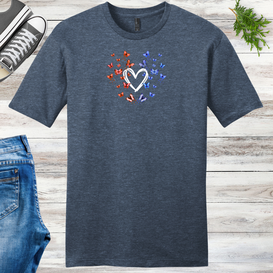 Patriotic Butterfly Heart Unisex Tee