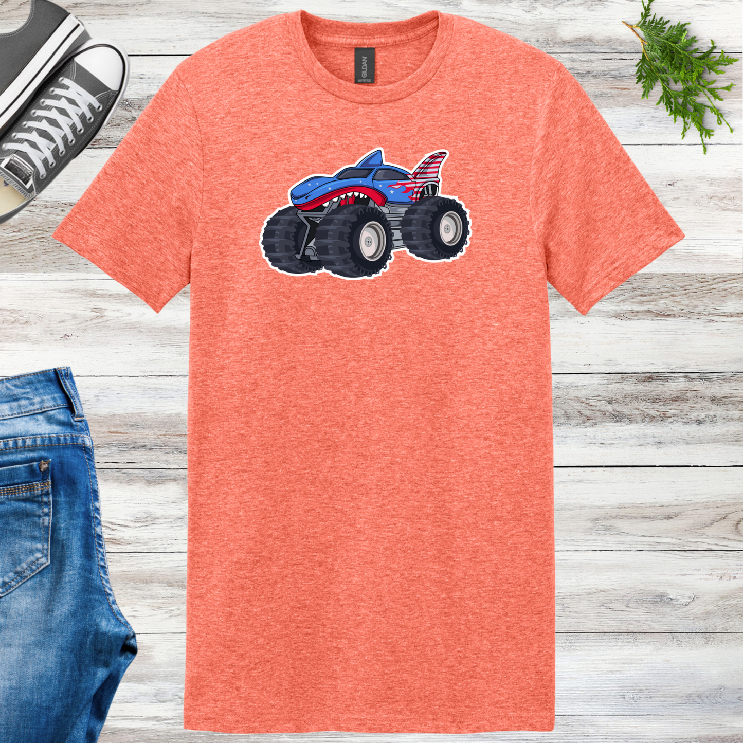 RWB Patriotic Shark Truck Unisex Tee