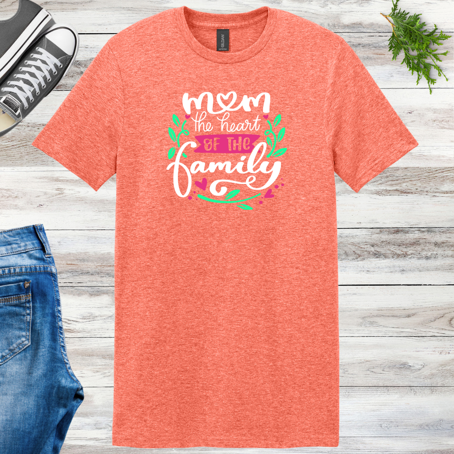 Mom the Heart of the Family Unisex Tee