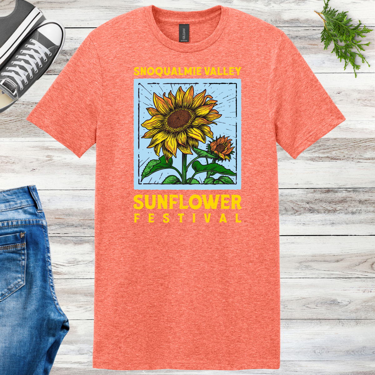 New! Blue & Gold Snoqualmie Valley Sunflower Festival Tees