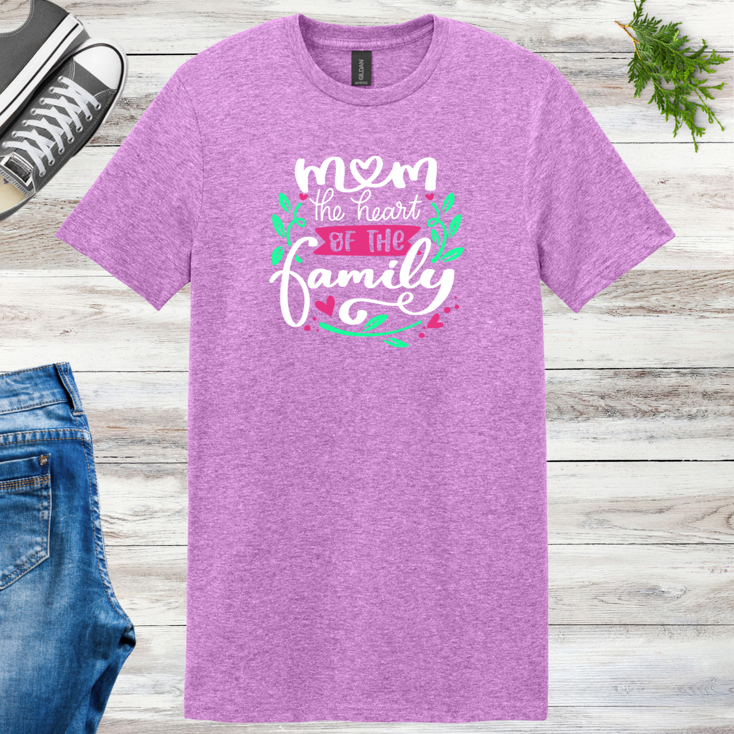 Mom the Heart of the Family Unisex Tee
