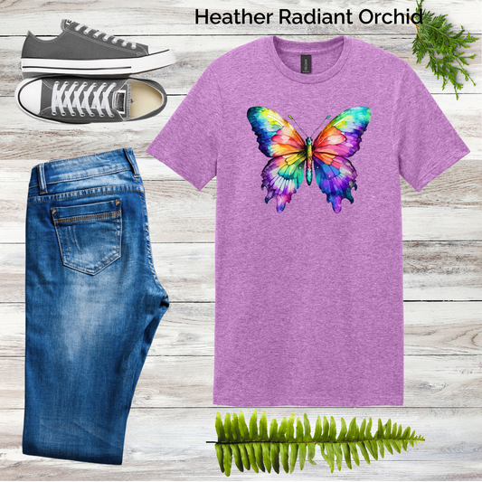 Watercolor Rainbow Butterfly Tee