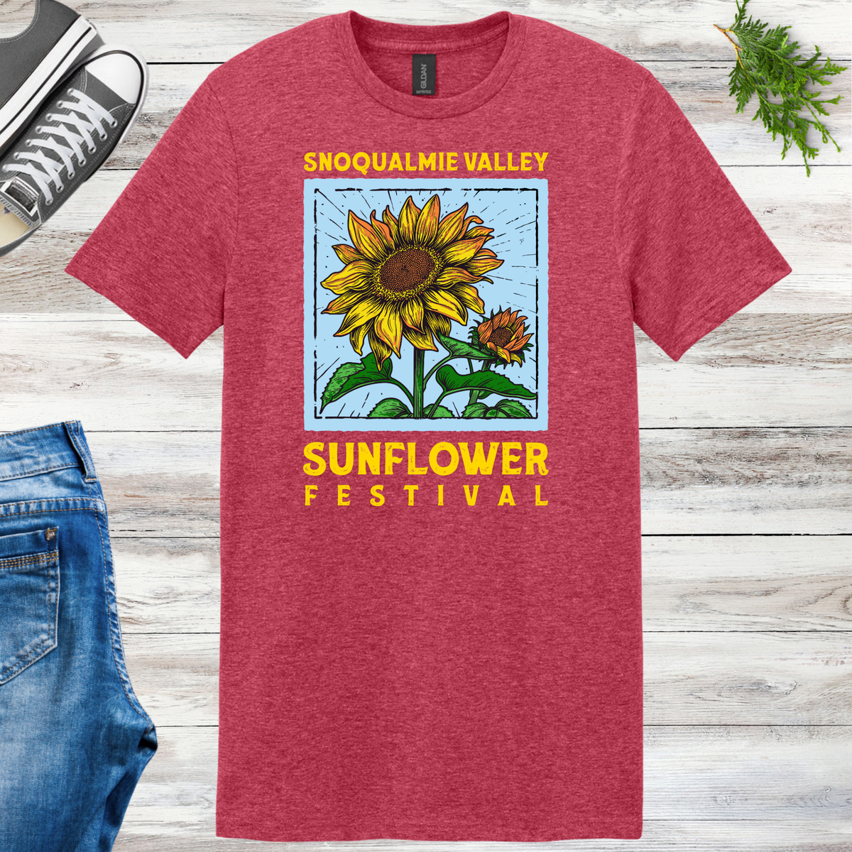 New! Blue & Gold Snoqualmie Valley Sunflower Festival Tees