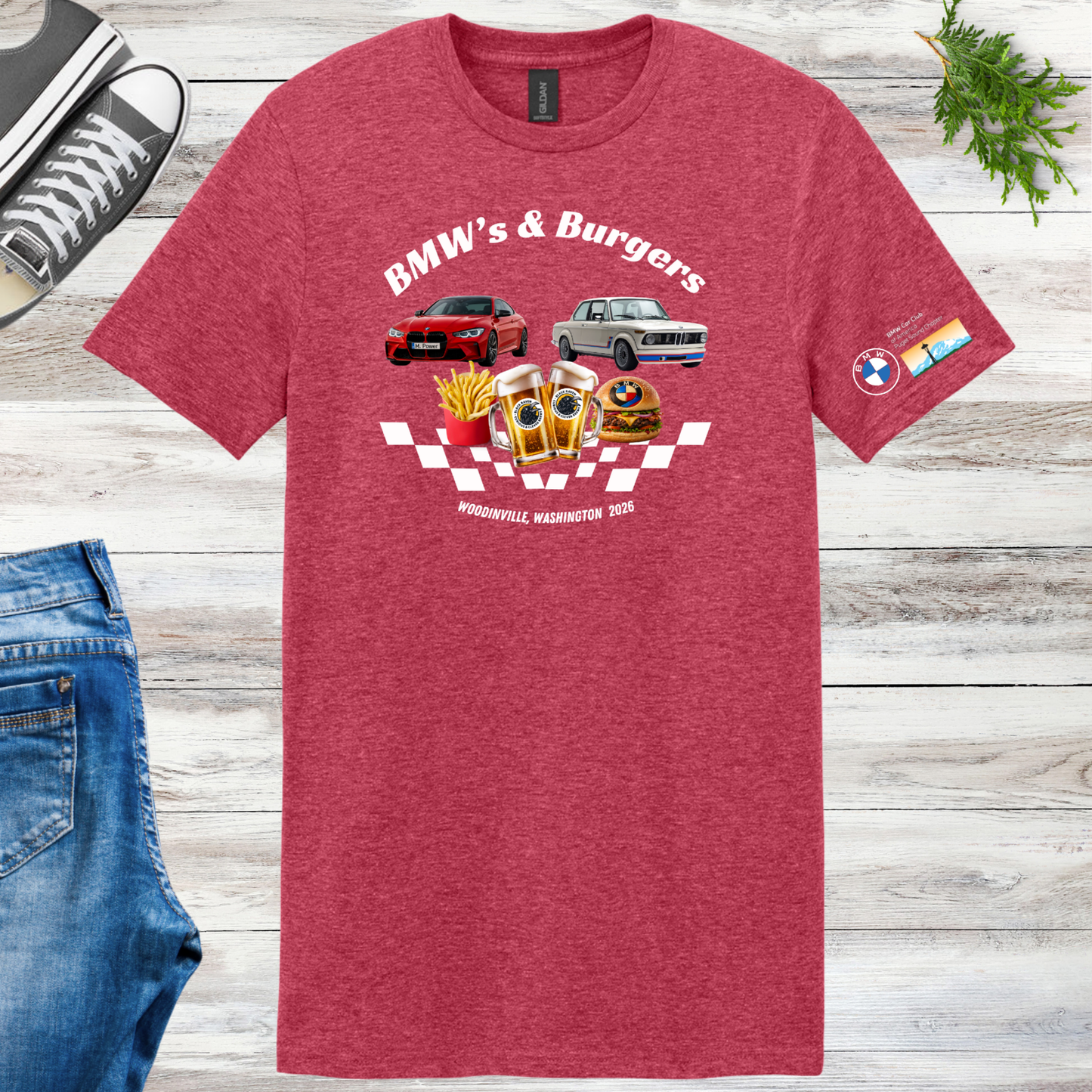 BMWs & Burgers 2026 Unisex tee