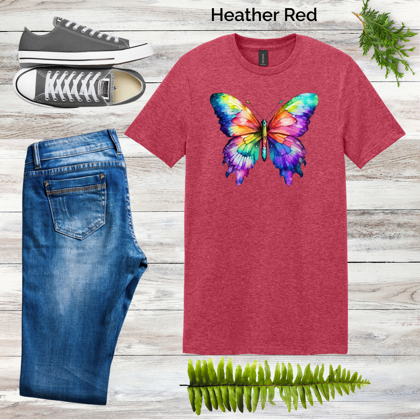 Watercolor Rainbow Butterfly Tee