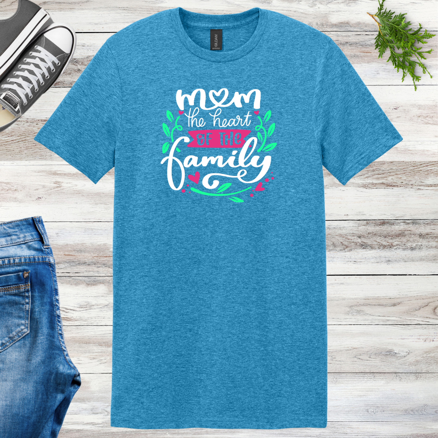 Mom the Heart of the Family Unisex Tee