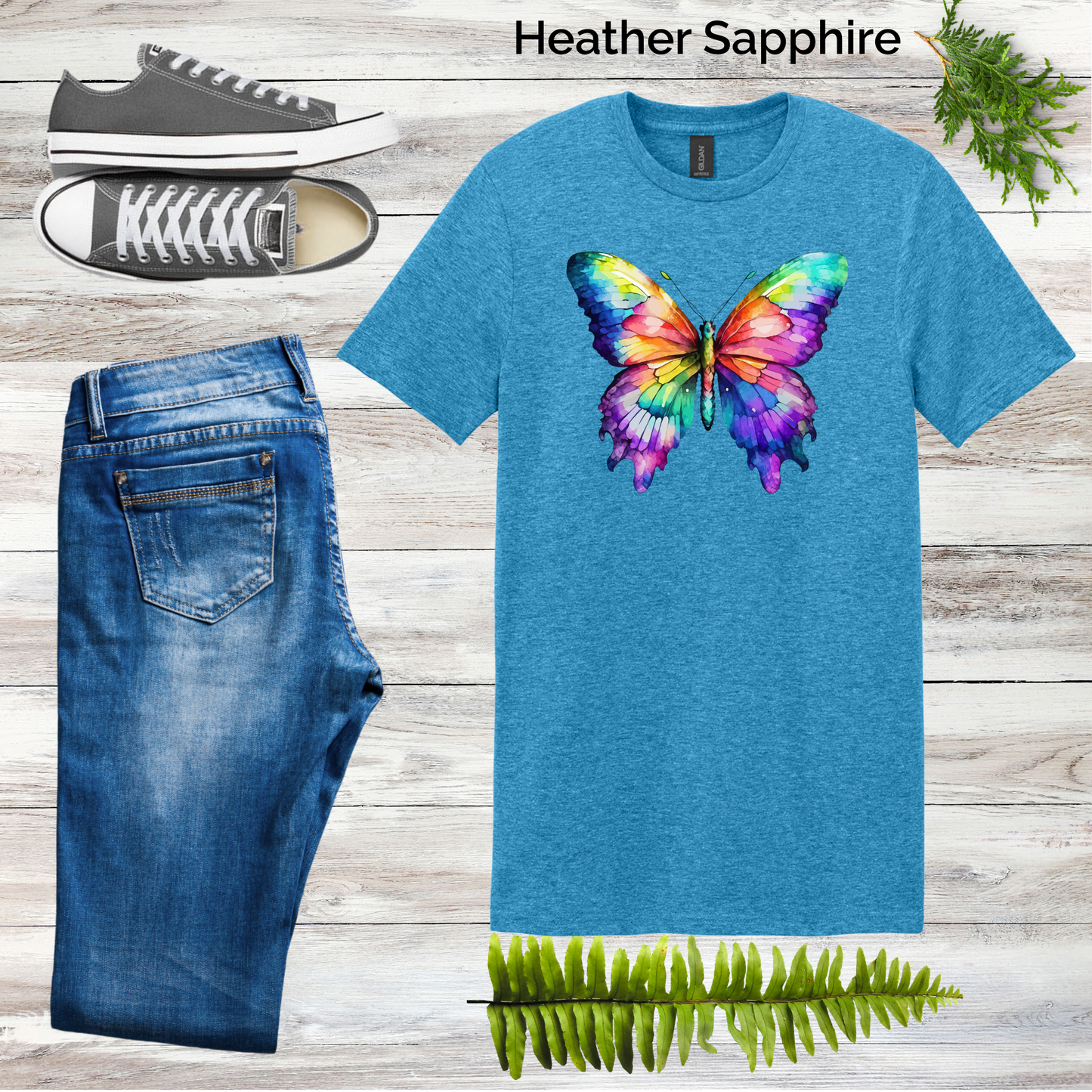 Watercolor Rainbow Butterfly Tee