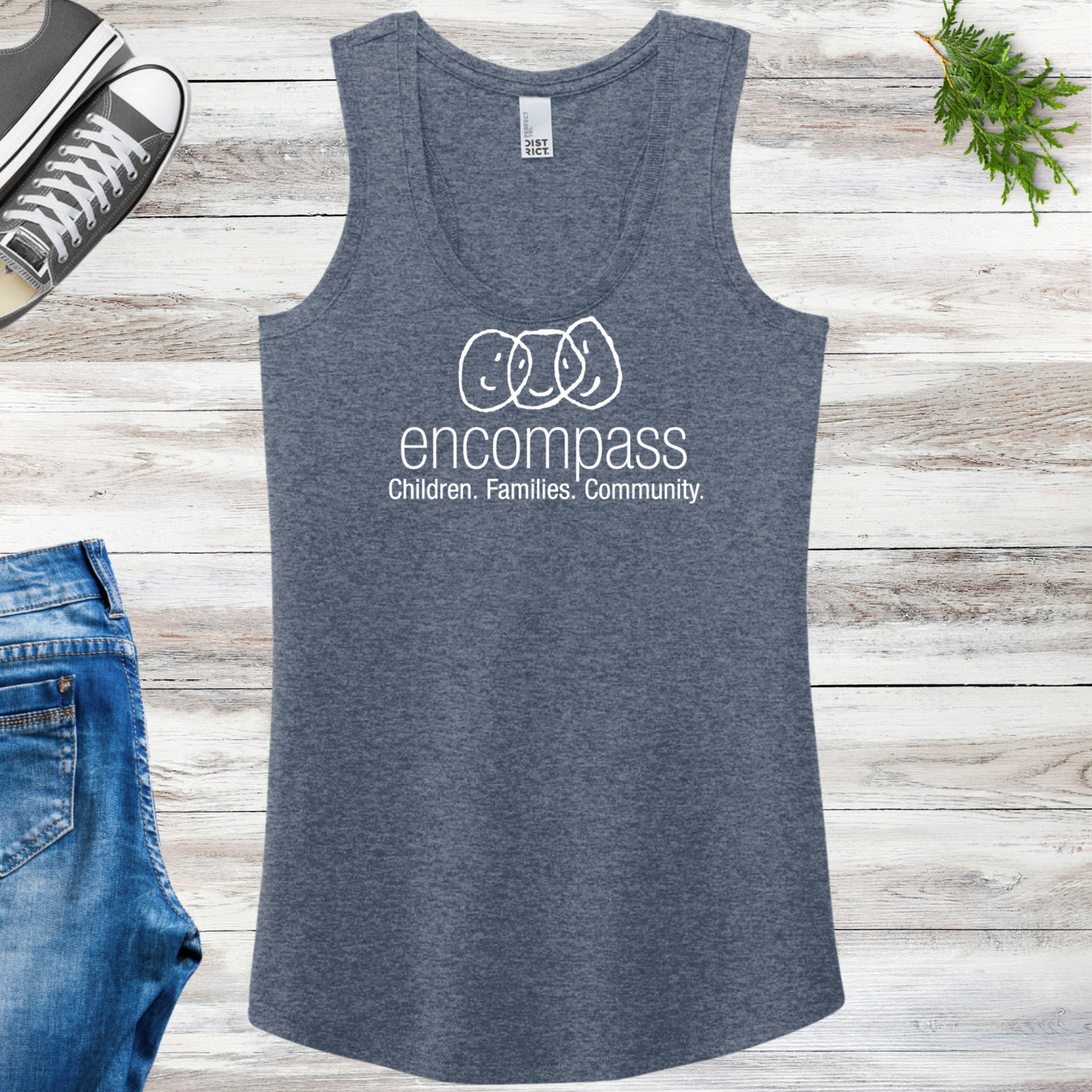 Encompass Women's Racerback Tank White Print